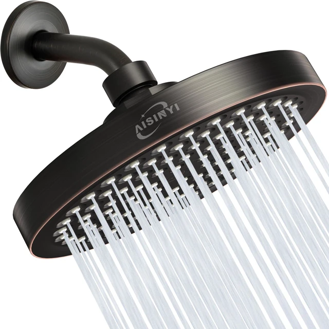 Main image of 6" Rain Shower Head & 6" Shower Arm, Luxe Oil Rubbed Bronze Finish High Pressure 6 Inch Fixed Showerhead, Adjustable Replacement, 90 Nozzles, Removable Restrictor, Tool-Free Easy to Install