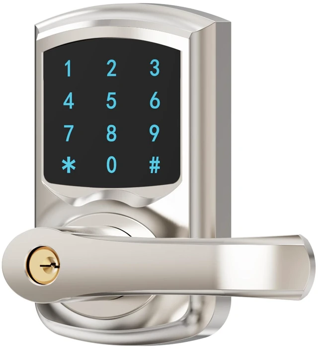 Main image of Keyless Entry Keypad Door Lock with Handle Electronic Smart Lock Deadbolts 20 User Codes & 2keys Passage Vacation Mode Privacy Protection 5S Auto-Lock, Simple 15-min Install Fits Most Standard Doors