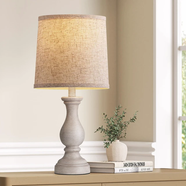 Main image of Farmhouse Table Lamps - 22" Rustic Lamp for Bedroom Living Room, Boho Bedside Lamps for Night Stands End Table Office Desk Lamp Nightstand with Linen Shades(Single)
