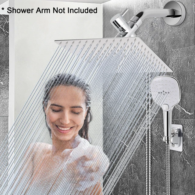 Alt view image 3 of 6 - Shower Head with Hose, High Pressure Stainless Steel Rain Shower and 3 Settings Handheld Spray Combo with Push Button Flow Control (12 Inch, Chrome Finish)