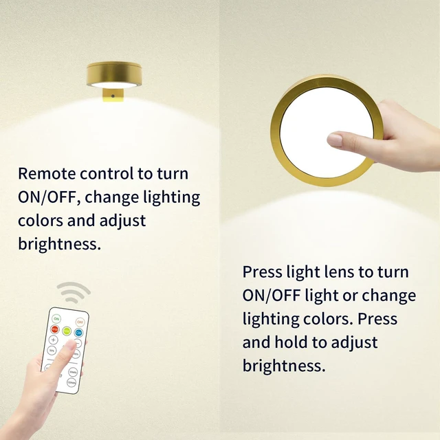 Alt view image 3 of 7 - 6Pack Picture Light Wireless Wall Painting Light 3 Lighting Art Display, Brightness Dimmable Timer Auto-OFF, Remote Control Battery Light Indoor for Pictures Paintings Frames Dartboards Gallery