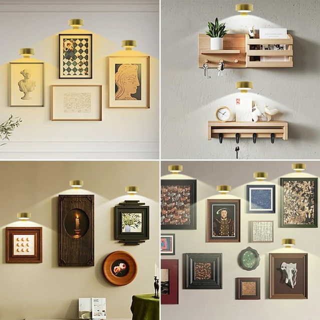 Alt view image 4 of 7 - 6Pack Picture Light Wireless Wall Painting Light 3 Lighting Art Display, Brightness Dimmable Timer Auto-OFF, Remote Control Battery Light Indoor for Pictures Paintings Frames Dartboards Gallery
