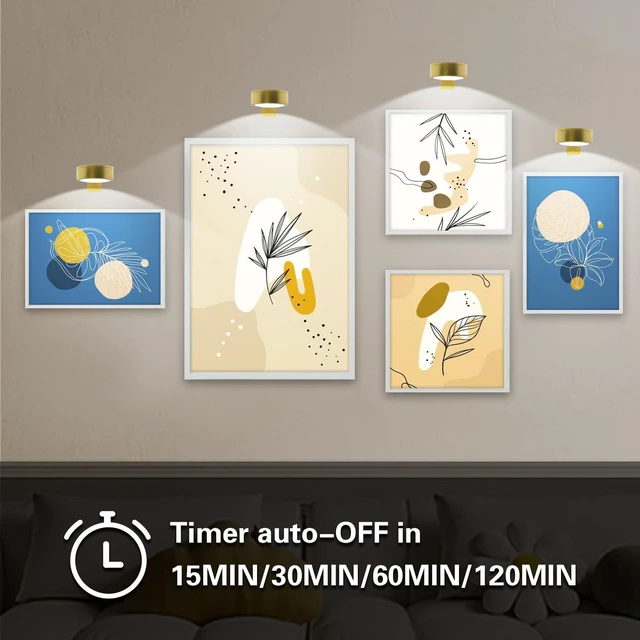 Alt view image 6 of 7 - 6Pack Picture Light Wireless Wall Painting Light 3 Lighting Art Display, Brightness Dimmable Timer Auto-OFF, Remote Control Battery Light Indoor for Pictures Paintings Frames Dartboards Gallery