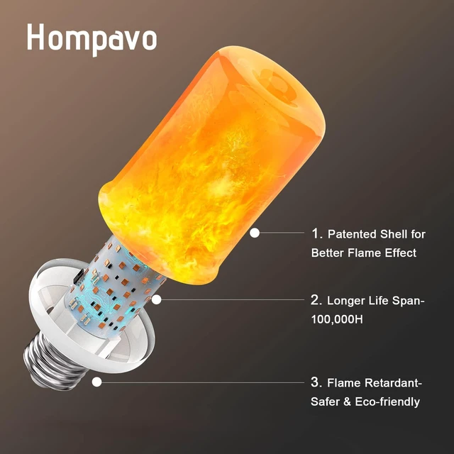 Alt view image 4 of 7 - Upgraded Flame Light Bulbs for Home Decor with Upside Down Effect 4-Mode LED E26/E27 Flickering Light Bulbs for Halloween Christmas Party Patio Porch Indoor & Outdoor Decorations - 4