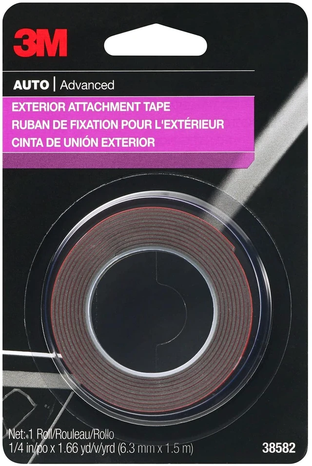 Alt view image 3 of 6 - Auto Exterior Attachment Tape, 1/4 in x 5 ft, Heavy Duty Double-Sided Automotive Tape for Car Trim, Moldings, Emblems, and Badges (Pack of 2, 38582)