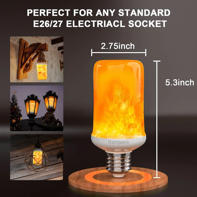 Alt view image 7 of 7 - Upgraded Flame Light Bulbs for Home Decor with Upside Down Effect 4-Mode LED E26/E27 Flickering Light Bulbs for Halloween Christmas Party Patio Porch Indoor & Outdoor Decorations - 4