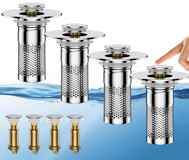 Main image of Bathroom Sink Drain Strainer,Universal Pop-Up Sink Stopper Hair Catcher Anti-Clog Stainless Steel Drain Filter Basket, Removable Sink Drain for Bathroom Sink Stopper