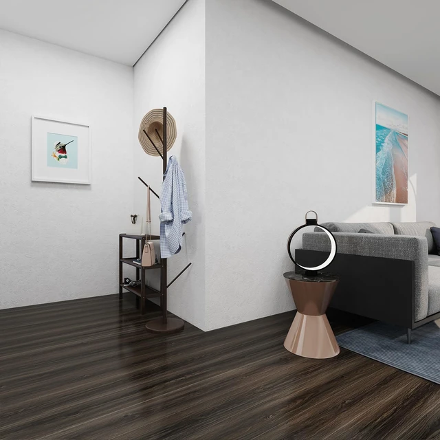 Alt view image 7 of 7 - Wood Grain Peel and Stick Floor Tiles, 11.8" W × 118" L, Dark Color Soft woodlook finish, Works on many surfaces, Easy to cut, Nonslip texture, Good for renters and DIY users, Removable