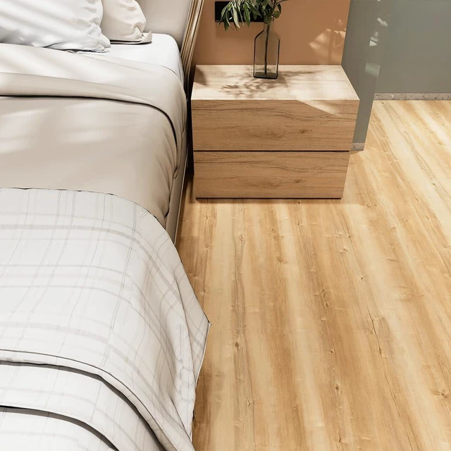 Alt view image 4 of 7 - Wood Grain Peel and Stick Floor Tiles, 11.8" W × 118" L, Natural Oak Soft woodlook finish, Nonslip texture, Helps protect floors, Works on many surfaces, Easy to replace, Waterproof