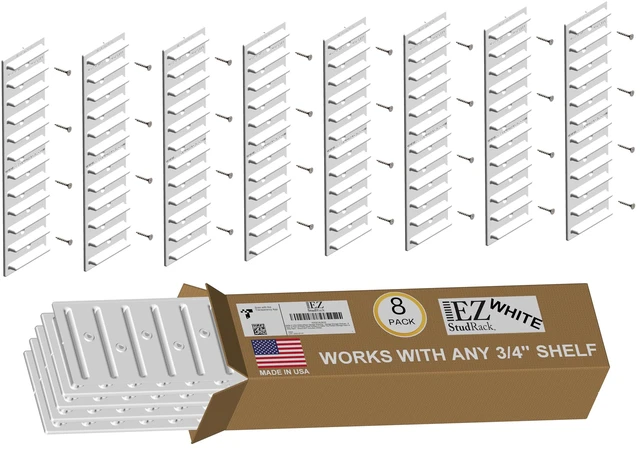 Alt view image 7 of 7 - Made in USA Adjustable Shelf Brackets, 8-Pack (4 Pairs) Easy-to-Adjust One-Row Storage for Custom-Fit Shelves Your Items, Your Wood, You Supply It