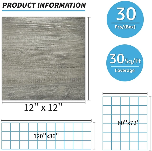 Alt view image 6 of 7 - 30-Pack Peel and Stick Vinyl Floor Planks, 12 x 12 in, Taupe Ash Premium Vinyl, Self-Adhesive, Waterproof, Wood Grain, Fade-Resistant, Scratch-Proof, Ideal for Kitchen, Dining Room, Bedrooms