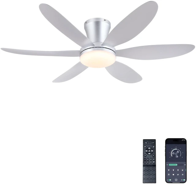 Main image of Ceiling Fans with Lights,42" Low Profile Ceiling Fan (Silver) Ceiling Fan with Light and Remote Control,Flush Mount, Reversible, Dimmable, Noiseless, Silver Ceiling Fan for Bedroom