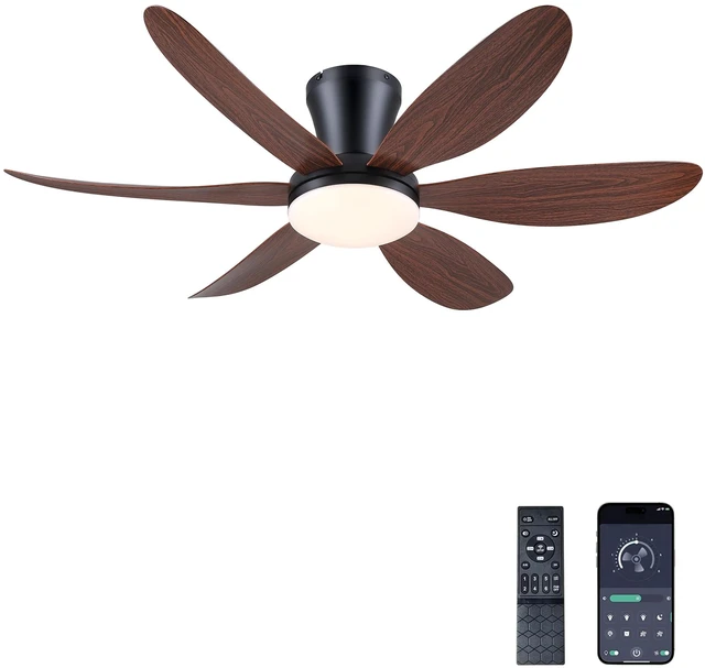 Main image of Ceiling Fans with Lights,42" Flush Mount Ceiling Fan,Low Profile (Brown) Ceiling Fan with Light and Remote Control,Low Profile, Reversible, Dimmable, Noiseless, Brown Ceiling Fan for Bedroom