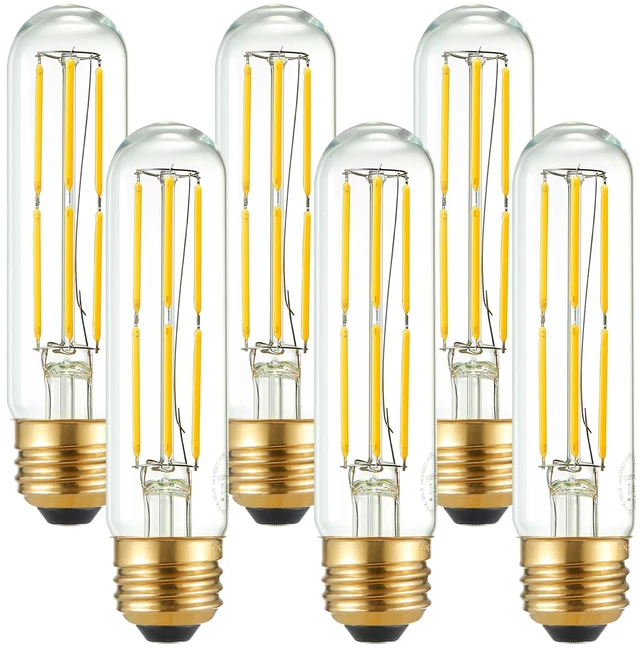 Main image of T10 E26 Bulb,Edison Light Bulbs,Dimmable,6W Neutral White 4000K 6W=Light Bulbs 60 watt,600lm,AC120V,ETL,No Flicker,E26 LED Bulb for Rustic Pendant,Island,Chandelier,Wall Sconce,Vanity,6Pack