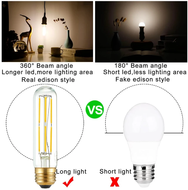 Alt view image 2 of 7 - T10 E26 Bulb,Edison Light Bulbs,Dimmable,6W Neutral White 4000K 6W=Light Bulbs 60 watt,600lm,AC120V,ETL,No Flicker,E26 LED Bulb for Rustic Pendant,Island,Chandelier,Wall Sconce,Vanity,6Pack