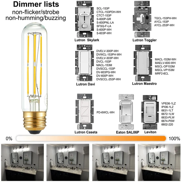 Alt view image 3 of 7 - T10 E26 Bulb,Edison Light Bulbs,Dimmable,6W Neutral White 4000K 6W=Light Bulbs 60 watt,600lm,AC120V,ETL,No Flicker,E26 LED Bulb for Rustic Pendant,Island,Chandelier,Wall Sconce,Vanity,6Pack