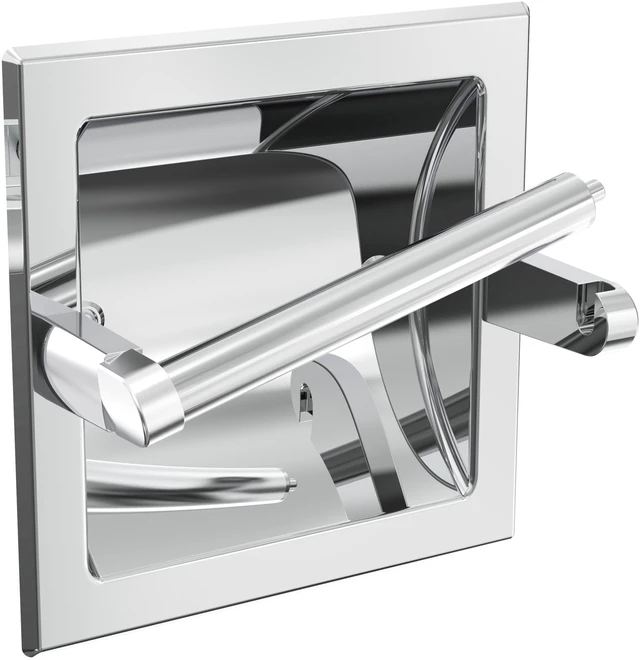 Main image of Chrome Recessed Toilet Paper Holder Wall Mounted 304 Stainless Steel Polished Finish Post Pivoting Design Easy to Change Roll, in Wall Toilet Paper Holder for Mega Roll Waterproof & Rustproof