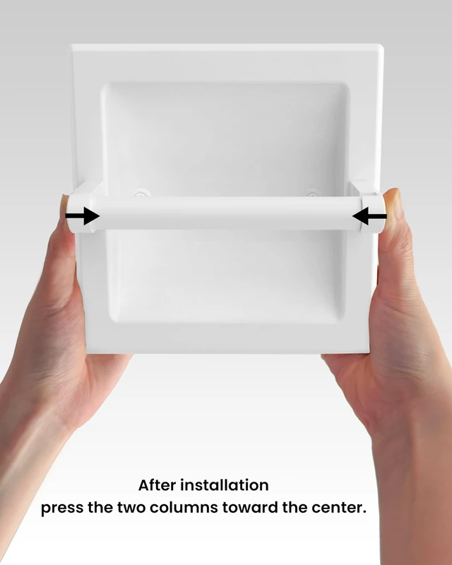 Alt view image 4 of 7 - White Recessed Toilet Paper Holder Wall Mounted Stainless Steel Post Pivoting Design Easy to Change Roll, in Wall Toilet Paper Holder for Mega Roll for Bathroom Waterproof & Rustproof