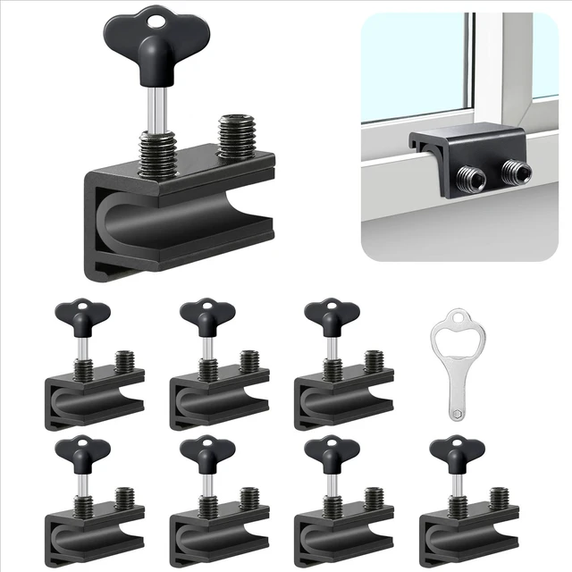 Main image of Sliding Window Locks 8 SetsAdjustable Aluminum Stopper for Window Security Window Stopper, Drill-Free Easy Install, Solid Long-Lasting Build for Home & Apartment Horizontal and Vertical Windows