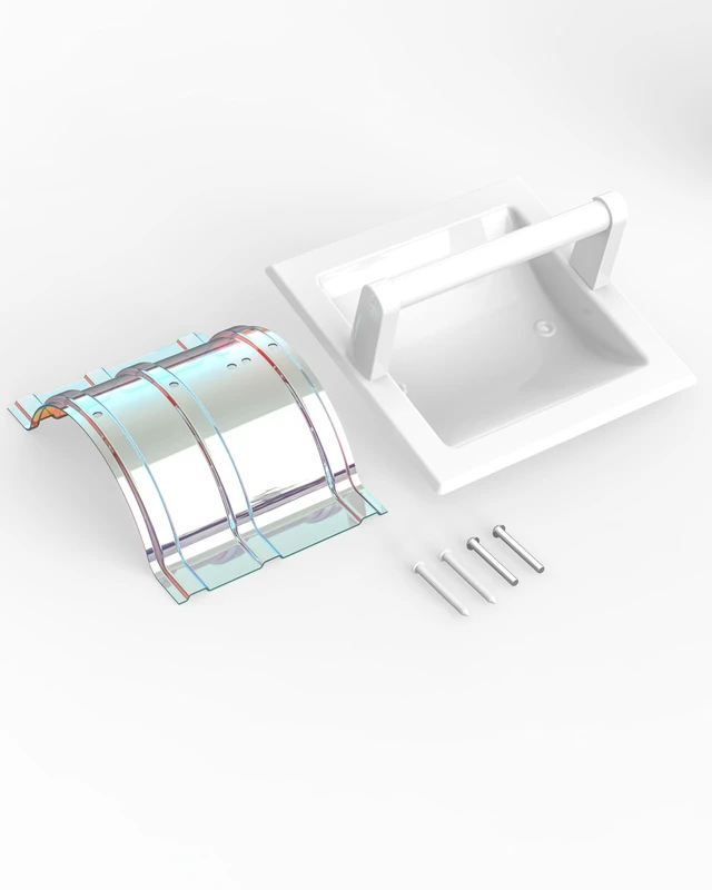 Alt view image 7 of 7 - White Recessed Toilet Paper Holder Wall Mounted Stainless Steel Post Pivoting Design Easy to Change Roll, in Wall Toilet Paper Holder for Mega Roll for Bathroom Waterproof & Rustproof