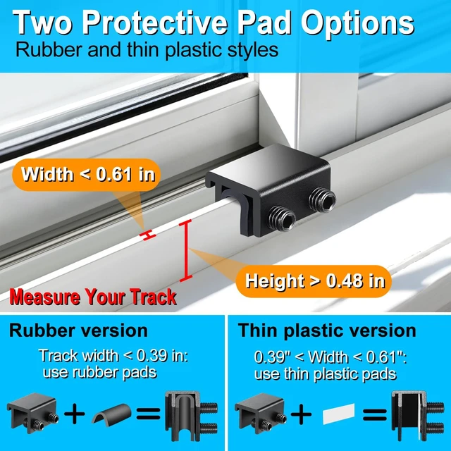 Alt view image 4 of 7 - Sliding Window Locks 8 SetsAdjustable Aluminum Stopper for Window Security Window Stopper, Drill-Free Easy Install, Solid Long-Lasting Build for Home & Apartment Horizontal and Vertical Windows