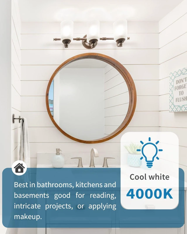 Alt view image 5 of 7 - 12 Pack LED Light Bulbs, 100 Watt Equivalent A19, Cool White 4000K 15W 1500 Lumens Neutral White Lightbulbs, Non Dimmable Energy Saving Lamp for Home Bedroom Kitchen Indoor