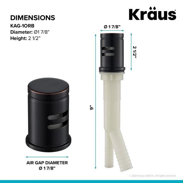 Alt view image 3 of 6 - Dishwasher Air Gap in Oil Rubbed Bronze, KAG-1ORB