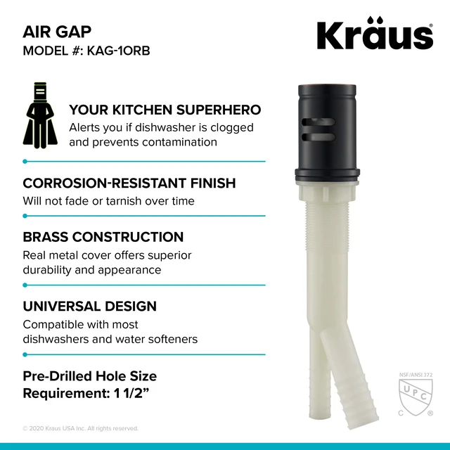 Alt view image 4 of 6 - Dishwasher Air Gap in Oil Rubbed Bronze, KAG-1ORB
