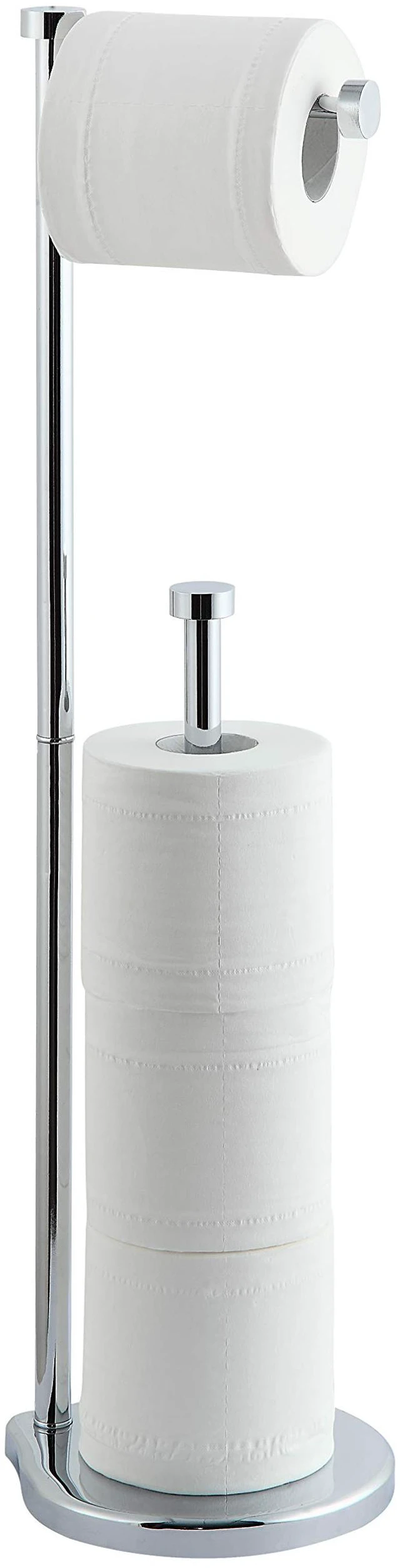 Main image of Free Standing Bathroom Toilet Paper Holder Stand with Reserve, Reserve Area has Enough Space for Jumbo Roll (Chrome)