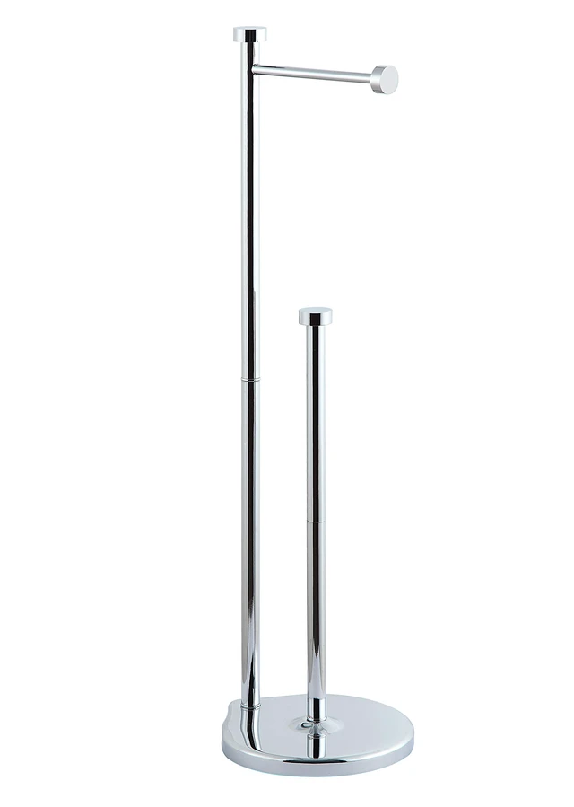 Alt view image 3 of 5 - Free Standing Bathroom Toilet Paper Holder Stand with Reserve, Reserve Area has Enough Space for Jumbo Roll (Chrome)
