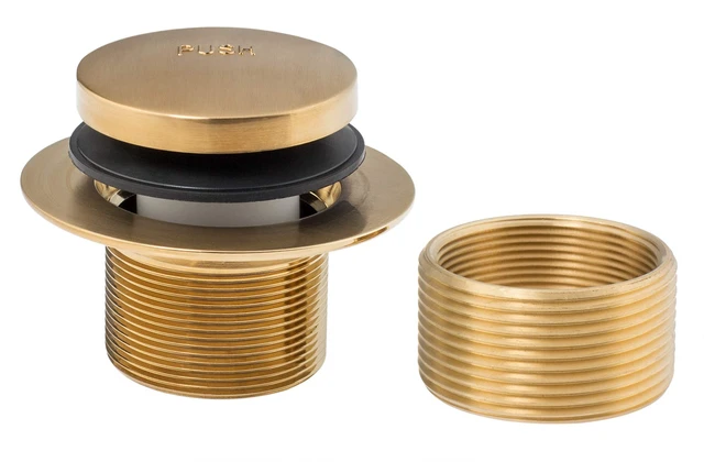 Alt view image 4 of 7 - Tip-Toe Bathtub Drains Trim Set with Two-Hole Overflow Faceplate, Replacement Bath Drain Trim Kit with 2-Hole Overflow Faceplate and Universal Fine/Coarse Thread (Brushed Gold)