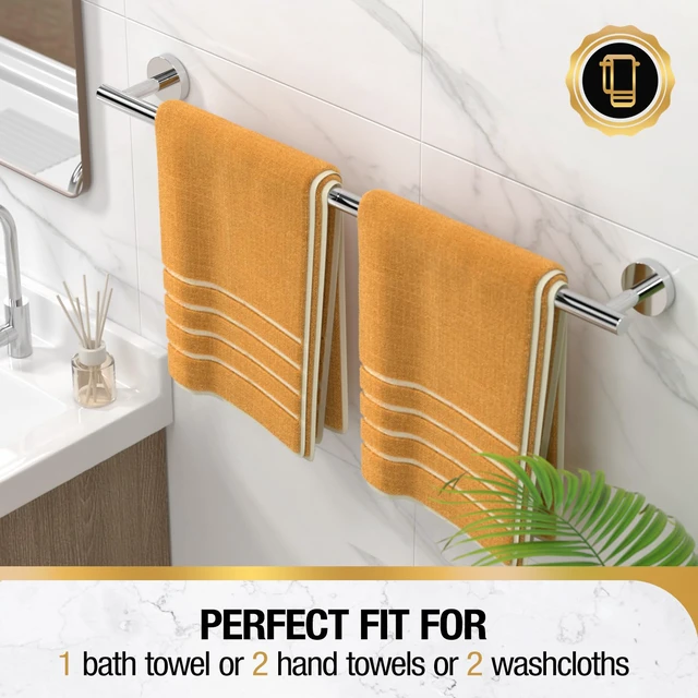Alt view image 5 of 7 - Chrome 25.7 Inch Towel Bar for Bathroom, SUS304 Stainless Steel Bathroom Towel Rack Wall Mounted, Modern Home Decor Bath Towel Holder with Hardware Accessories