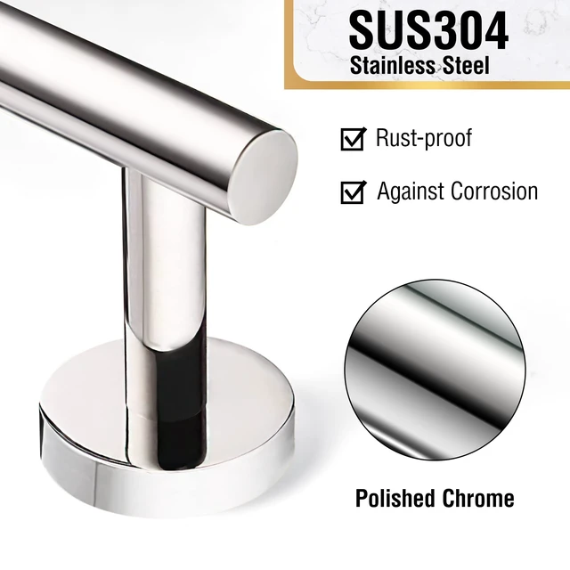 Alt view image 7 of 7 - Chrome 25.7 Inch Towel Bar for Bathroom, SUS304 Stainless Steel Bathroom Towel Rack Wall Mounted, Modern Home Decor Bath Towel Holder with Hardware Accessories