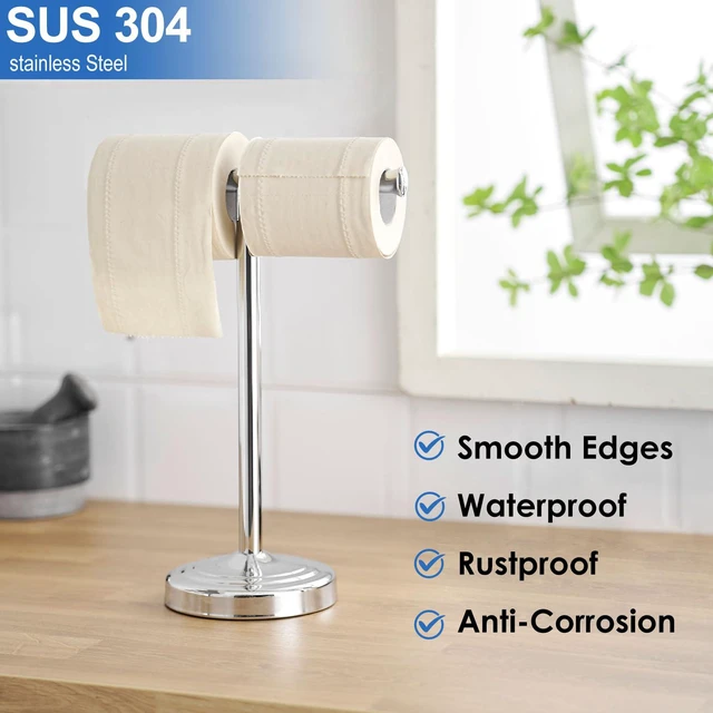Alt view image 6 of 7 - Polished Chrome Hand Towel Holder Stand Countertop Towel Rack 13 Inch Bathroom Kitchen Vanity T-Shape Towel Stand Free Standing Stainless Steel Towel Bar Towel Ring