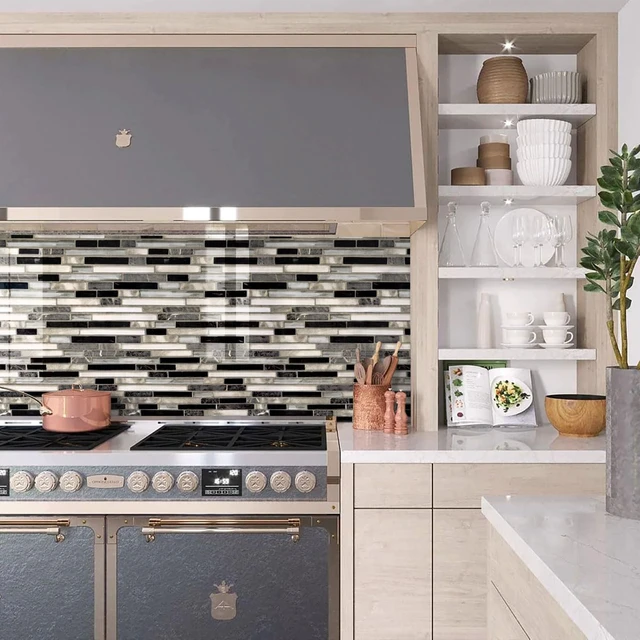 Alt view image 6 of 7 - Backsplash Peel and Stick Wallpaper Kitchen Wallpaper17.7 x 393.7 Kitchen Contact Paper Peel and Stick Wallpaper Backsplash Wallpaper Countertops Waterproof Wall Paper for Bathroom Tile Vinyl