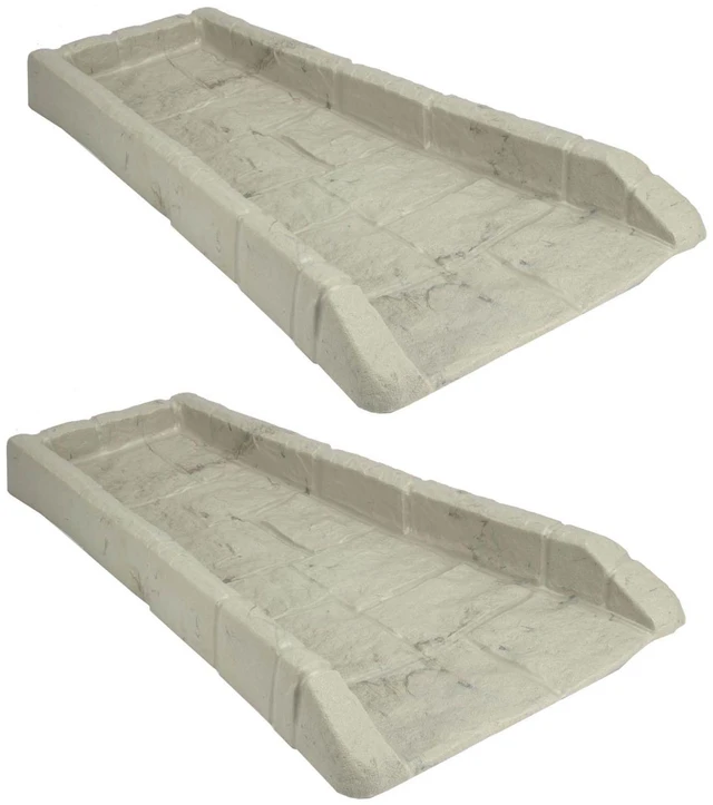 Main image of Poly Composite Easy to Use Decorative Outdoor Rain Gutter Downspout Extension Splash Block for Drains Under Gutters, Tan, 2 Pack