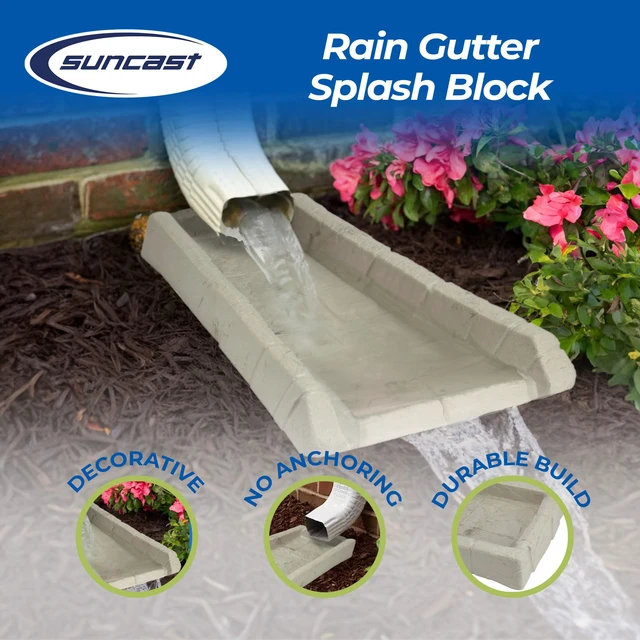 Alt view image 3 of 7 - Poly Composite Easy to Use Decorative Outdoor Rain Gutter Downspout Extension Splash Block for Drains Under Gutters, Tan, 2 Pack