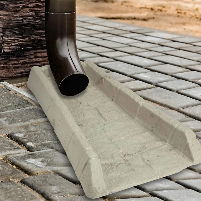 Alt view image 4 of 7 - Poly Composite Easy to Use Decorative Outdoor Rain Gutter Downspout Extension Splash Block for Drains Under Gutters, Tan, 2 Pack