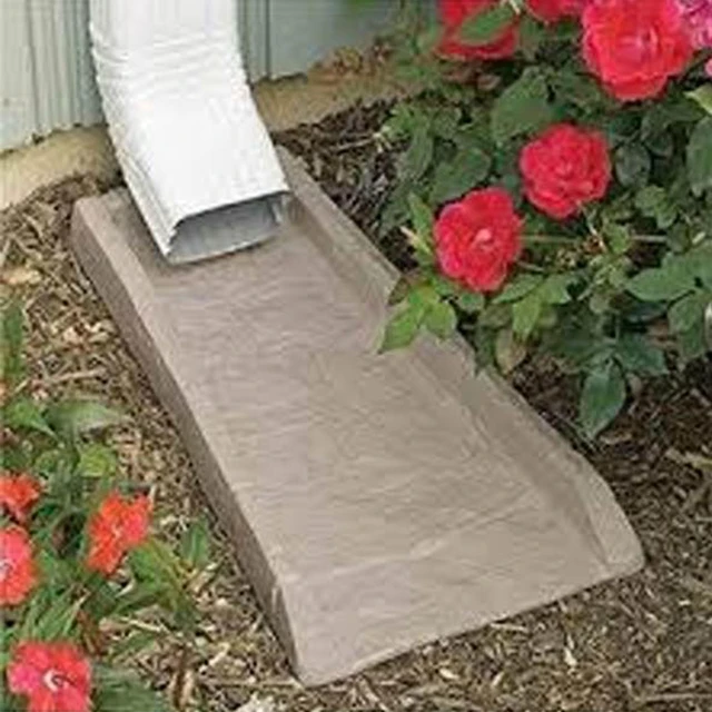 Alt view image 6 of 7 - Poly Composite Easy to Use Decorative Outdoor Rain Gutter Downspout Extension Splash Block for Drains Under Gutters, Tan, 2 Pack