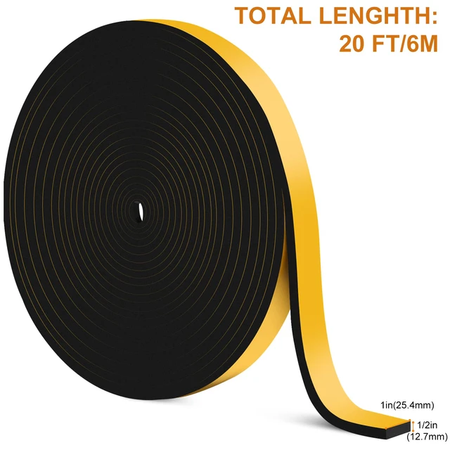 Alt view image 2 of 7 - 20Ft Door Weather Stripping, (1in x 1/2in), Strong Adhesive, Sound Proof, Door Insulation, Weatherproof Foam Tape for Doors, Weatherstripping for Doors Frames, Windows