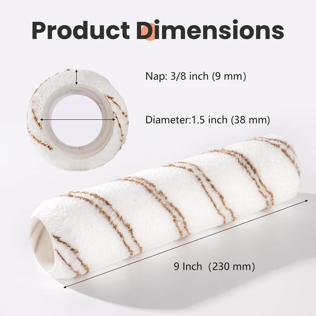 Alt view image 5 of 7 - 9" Microfiber Roller Covers 24-Pack, 3/8" Nap Contractor Set Bulk Pack for Extended Jobs. Holds Paint Well, Reduces Drips on Walls, Siding and Ceilings. Washable for Repeated Use