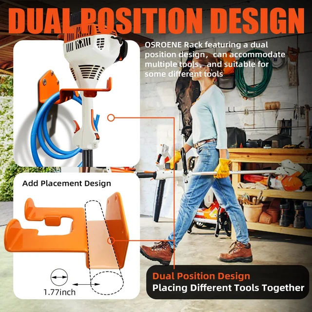 Alt view image 6 of 7 - Weedeater Hanger, 3 Pack Weed Eater Hanger for Wall, Weed Wacker Holder Heavy Duty Trimmer Rack Storage, Compatible with Stihl, Weed Eater Hanging Hook for Garage Tool Organization