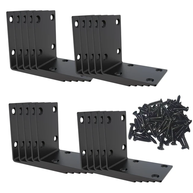 Main image of Black Stainless Steel Corner Bracket L Brackets Metal Corner Brace 20Pcs, 2.8x2.8x2(inch), Heavy Duty Metal Anger Bracket for Wood Corner/Shelf Supporter