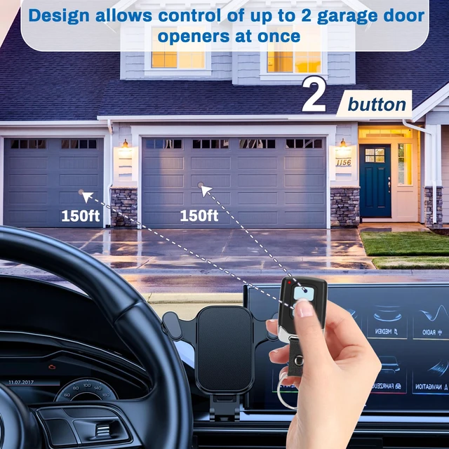 Alt view image 4 of 7 - 2 for LiftMaster Chamberlain Craftsman Garage Door Opener Remote Keychain Works with 893MAX 893LM 373LM 973LM, 2-button Mini design,easy setup,fit Yellow,Purple,Red/Orange, Green Learn Buttons