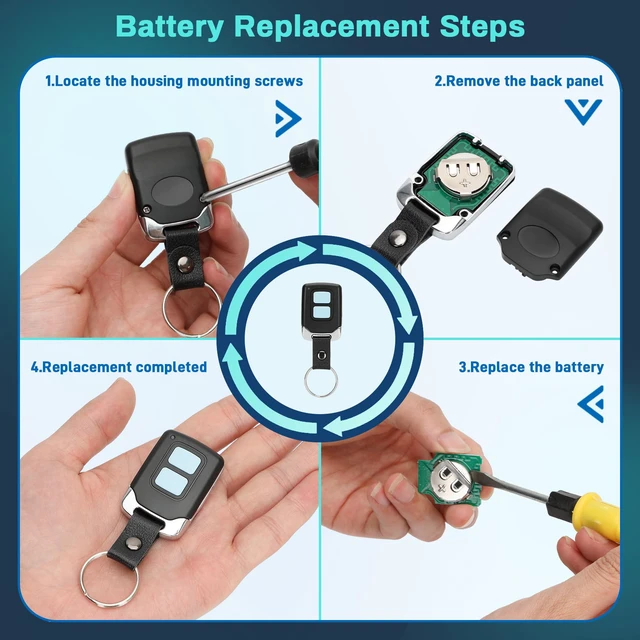 Alt view image 5 of 7 - 2 for LiftMaster Chamberlain Craftsman Garage Door Opener Remote Keychain Works with 893MAX 893LM 373LM 973LM, 2-button Mini design,easy setup,fit Yellow,Purple,Red/Orange, Green Learn Buttons