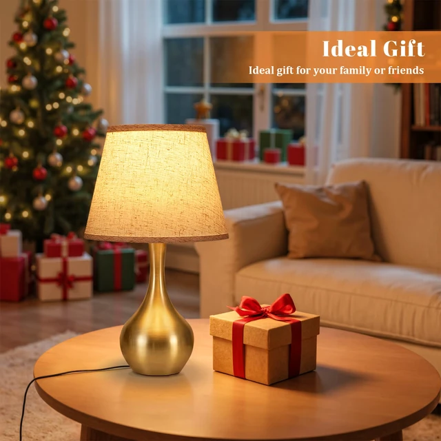 Alt view image 4 of 7 - 16.1" Touch Table Lamp for Nightstand, 3 Way Dimmable Small Bedroom Lamp Touch Control, Bulb Included, Gold Bedside Lamps for Desk, Night Stands, Living Room, End Table, Corded