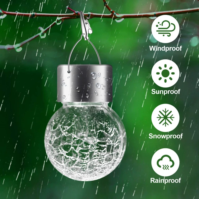 Alt view image 5 of 7 - Solar Lights Outdoor Hanging Decorative Globe 24 Pack, Waterproof Solar Lantern with Handle and Clip, Solar Powered Glass Ball Lights for Garden Yard Fence Tree Umbrella Holiday Décor, Cold White