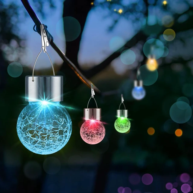Alt view image 2 of 7 - Solar Lights Outdoor Hanging Decorative Globe 24 Pack, Waterproof Solar Lantern with Handle and Clip, Solar Powered Glass Ball Lights for Garden Yard Fence Tree Umbrella Holiday Décor, Color Changing