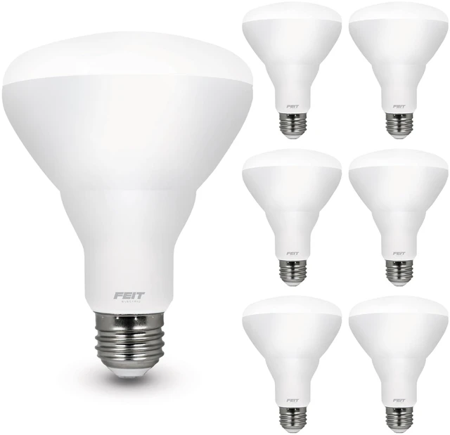 Main image of BR30 LED Light Bulbs, 100W Eq, Dimmable, Daylight 6 Pack E26 Base, 5000K, 1400 Lumens, CRI 80, 10 Year, Damp Rated, for Recessed Cans, Wide Flood Beam