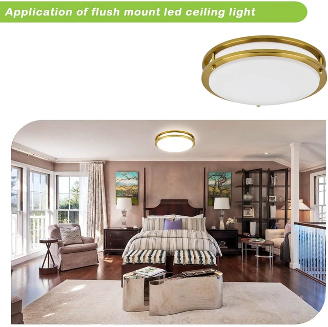 Alt view image 3 of 7 - 10 inch Flush Mount LED Ceiling Light Fixture,1100LM 17W,2700K/3000K/3500K/4000K/5000K Adjustable Ceiling Lights,Gold Saturn Dimmable Lighting for Hallway Bathroom,2 Pack